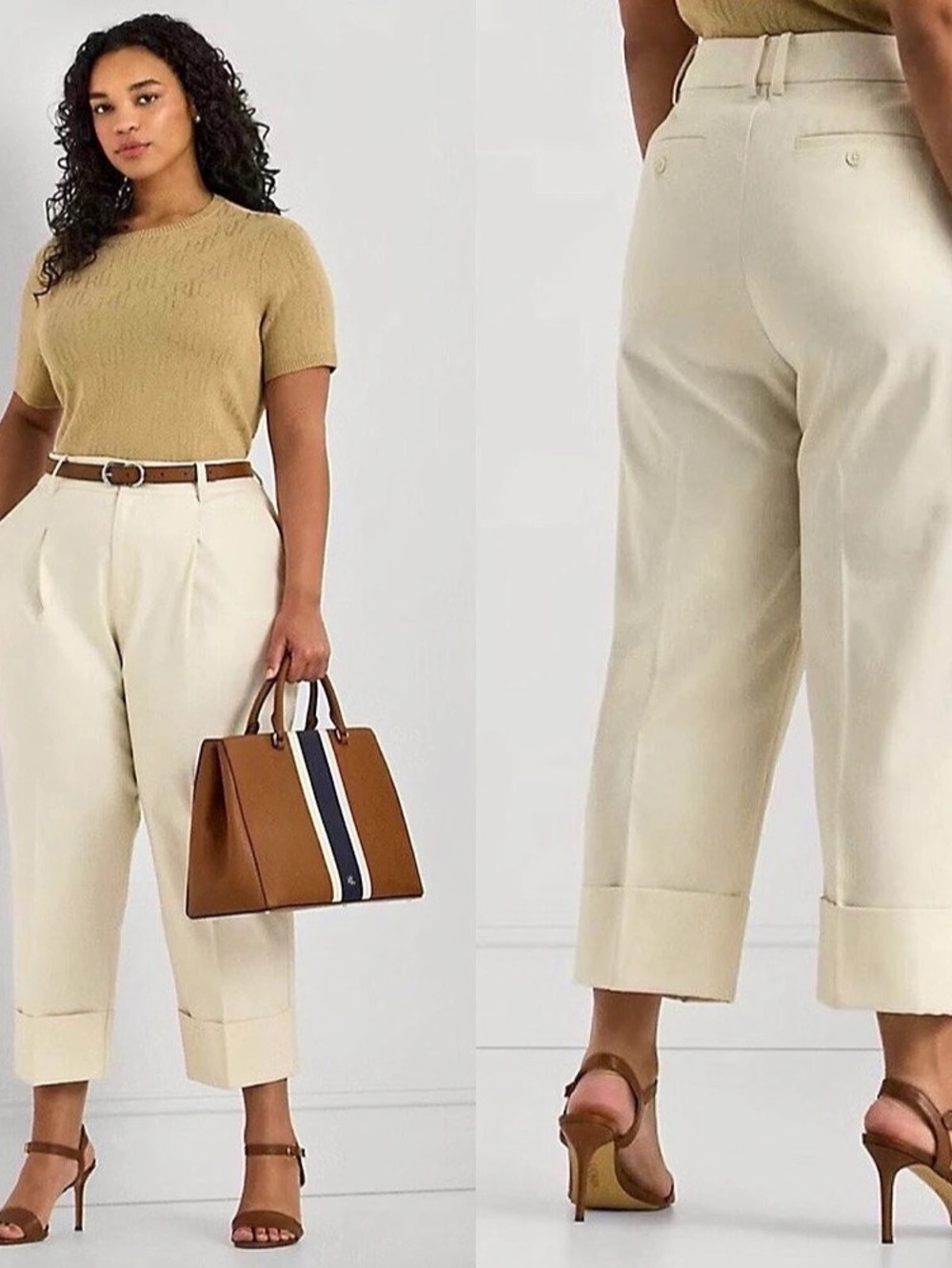 Lauren Ralph Lauren Double-Faced Georgette Wide-Leg Pant Wide-Leg Cream Size 12